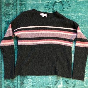 Pink rose striped sweater